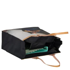 Piace Molto Arts Melkmeisje Shopper – Nylon Boodschappentas met Print – 39x18x43 cm – Leren Handvat – Stevig & Ruim – 100% Nylon