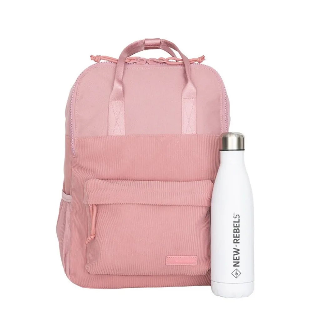 Springfield Los Angeles Ribbi Rugzak 13L – Stevig Rib Polyester – Lichtgewicht Schooltas & Werktas - Old Pink